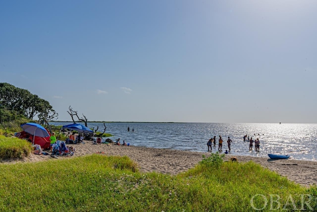 view of water feature featuring a beach view