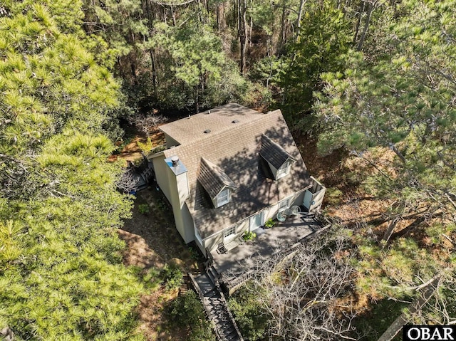 aerial view with a forest view