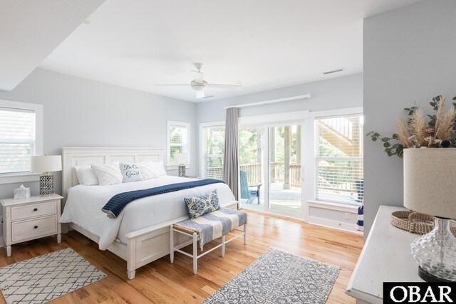 123 Skimmer Way Lot 48, Duck, NC 27949 - bedroom featuring access to outside, light wood-style flooring, and ceiling fan