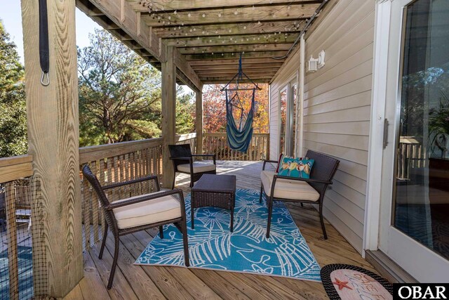 deck featuring an outdoor living space