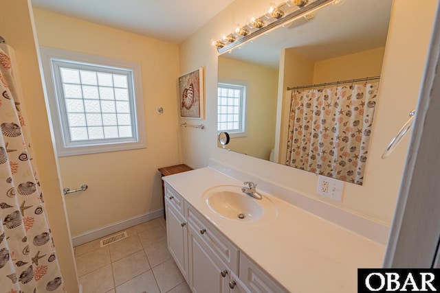 108 E Fresh Pond Dr Lot 24, Kill Devil Hills, NC 27948 - bathroom featuring vanity, tile patterned flooring, and a shower with shower curtain