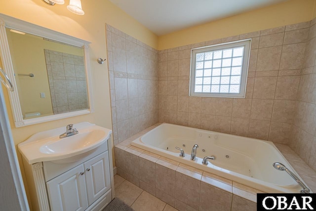 108 E Fresh Pond Dr Lot 24, Kill Devil Hills, NC 27948 - full bathroom featuring a tub with jets, vanity, and tile patterned floors