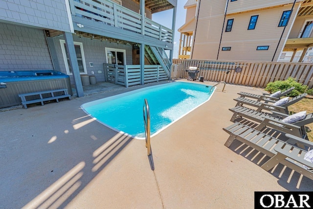 108 E Fresh Pond Dr Lot 24, Kill Devil Hills, NC 27948 - view of pool featuring a hot tub, a patio, and stairs