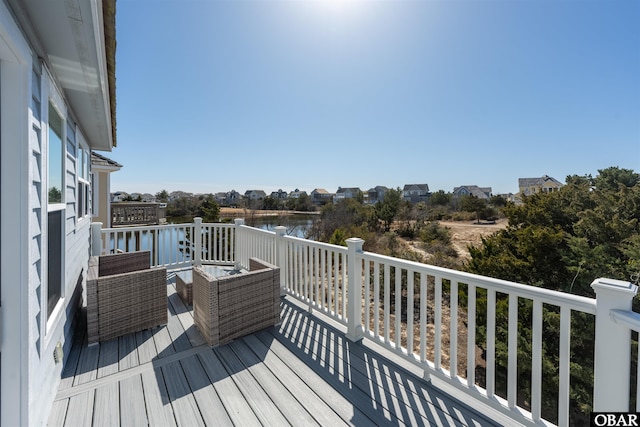 deck with a water view