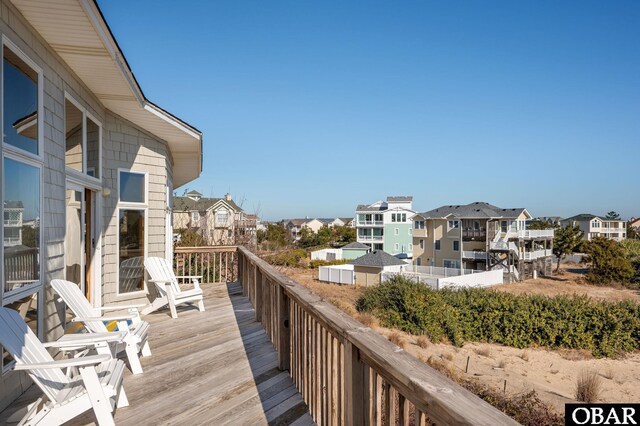 deck with a residential view