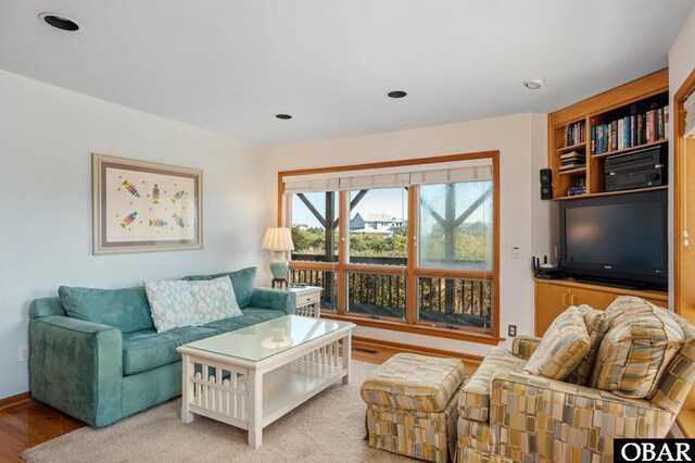 living room featuring baseboards and wood finished floors