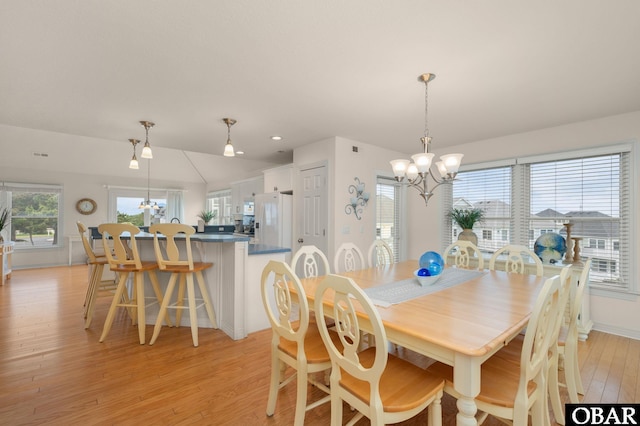 716 Moongate Ln Lot 51, Corolla, NC 27927 - dining area with a chandelier, light wood finished floors, recessed lighting, and baseboards