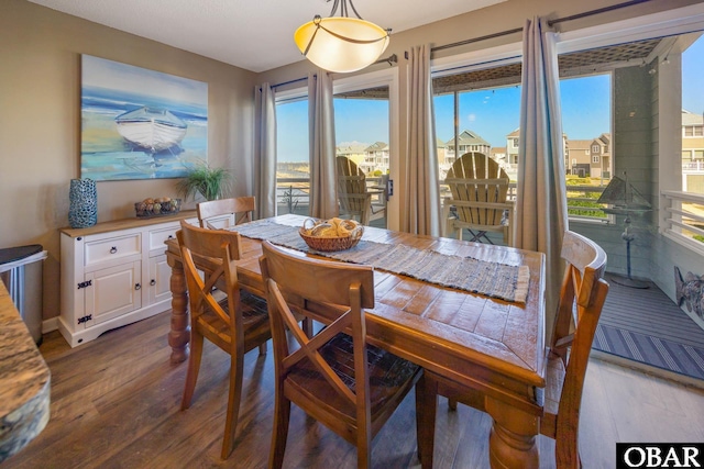 612 Pirates Way Unit # 612B, Manteo, NC 27954 - dining area featuring dark wood-style floors and plenty of natural light