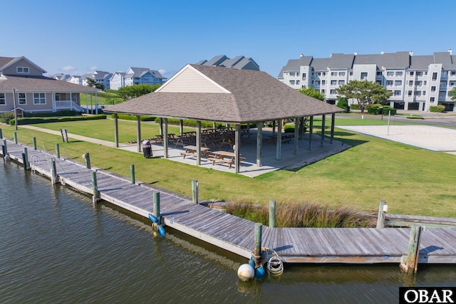 612 Pirates Way Unit # 612B, Manteo, NC 27954 - dock with a gazebo, a yard, and a water view