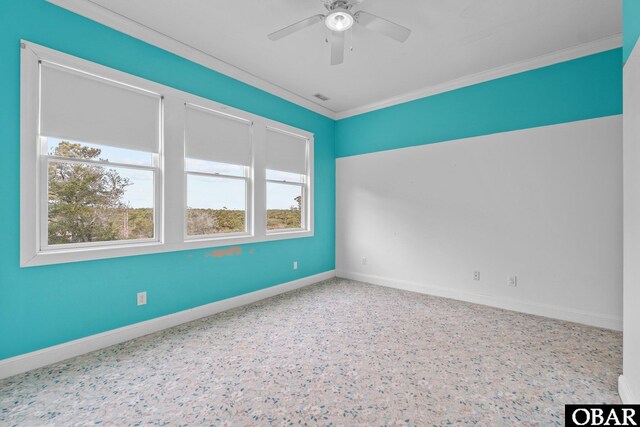 50336 Great Ridge Rd, Frisco, NC 27936 - empty room with baseboards, ceiling fan, and crown molding