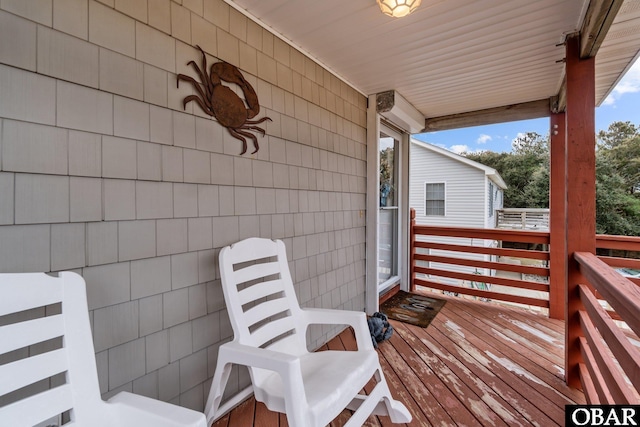 deck featuring a porch