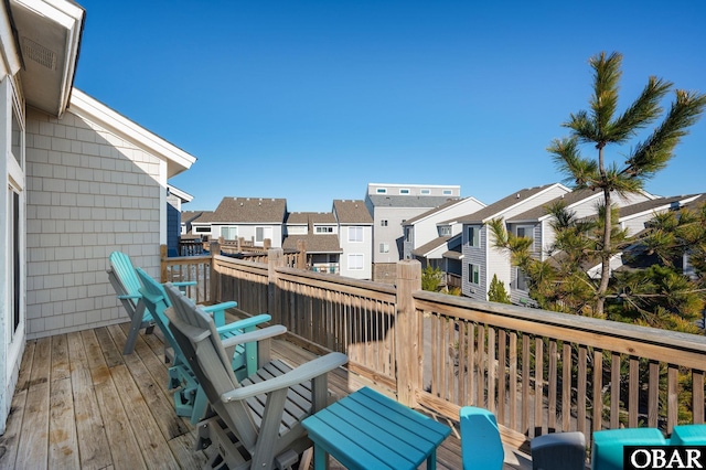 deck with a residential view