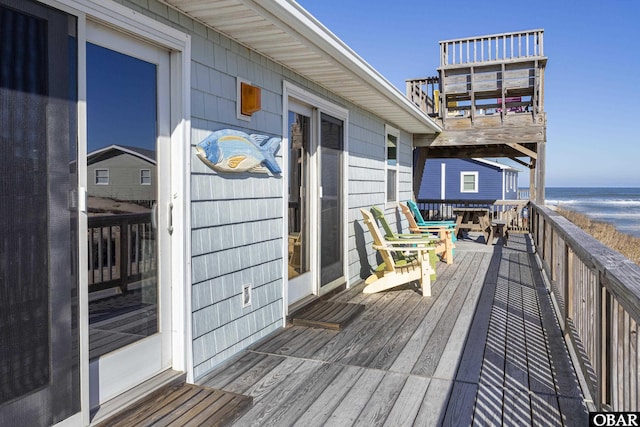 deck with a water view