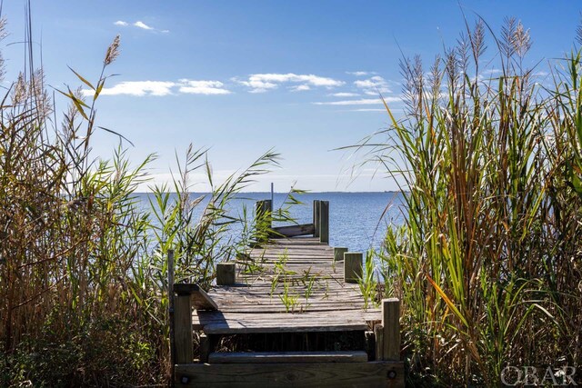 dock area with a water view