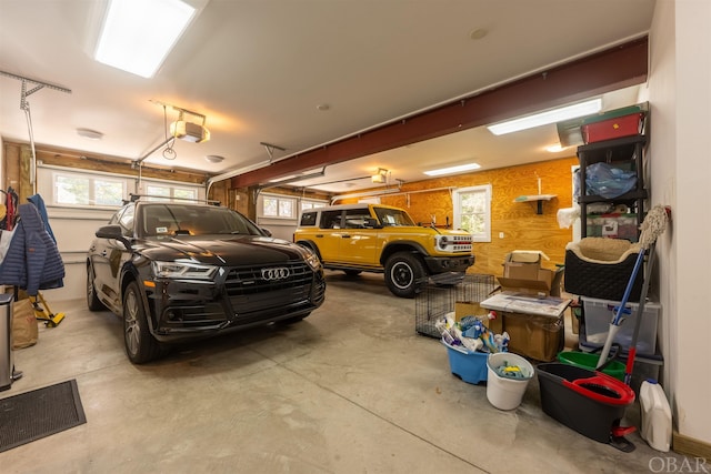 garage with a garage door opener