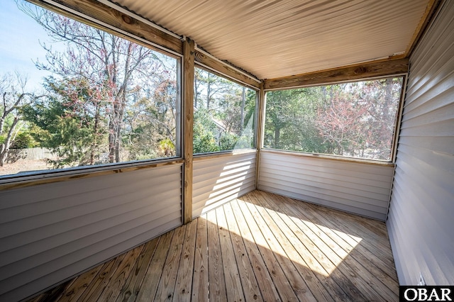 view of unfurnished sunroom