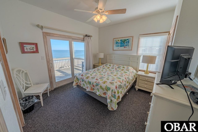 22183 Sea Gull St Lot 13, Rodanthe, NC 27968 - bedroom featuring access to exterior, dark colored carpet, and ceiling fan
