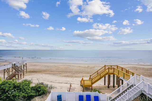 property view of water with a beach view