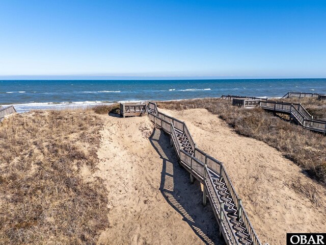 view of water feature featuring a view of the beach