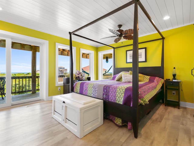 1556 Sandpiper Rd Lot # 33, Corolla, NC 27927 - bedroom featuring recessed lighting, access to outside, wooden ceiling, and wood finished floors