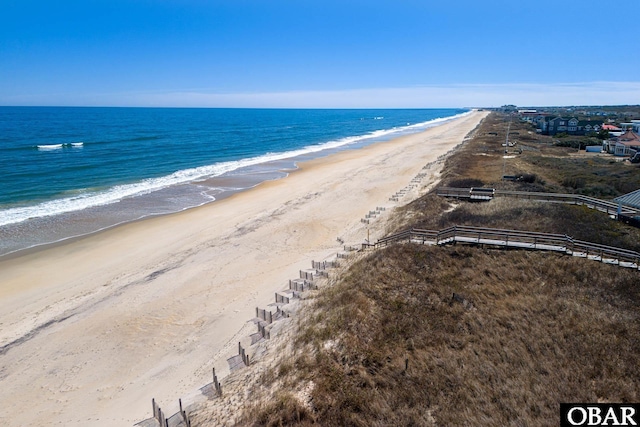 property view of water with a beach view