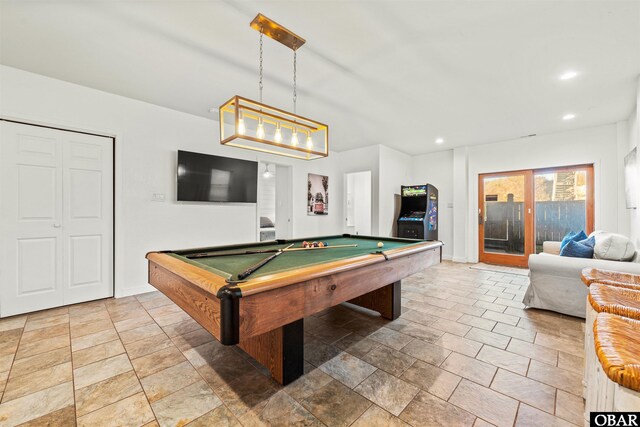 rec room featuring recessed lighting and pool table