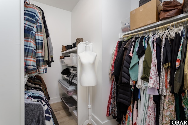 walk in closet featuring light wood-style floors