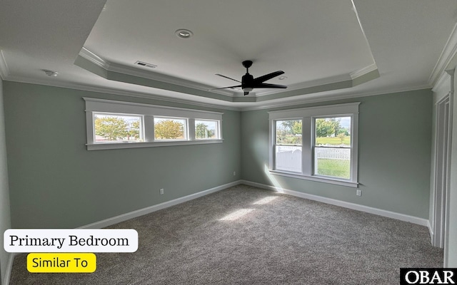 172 Charleston Dr Lot 163, Grandy, NC 27939 - carpeted spare room with a raised ceiling, ornamental molding, and a ceiling fan