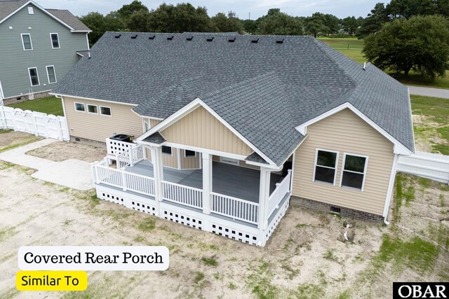 172 Charleston Dr Lot 163, Grandy, NC 27939 - rear view of house with roof with shingles, crawl space, board and batten siding, and a wooden deck