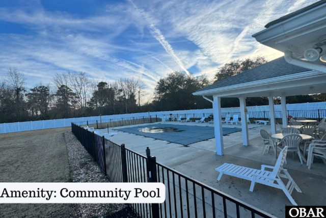 172 Charleston Dr Lot 163, Grandy, NC 27939 - view of pool with a gazebo, a fenced backyard, a patio, and view of scattered trees