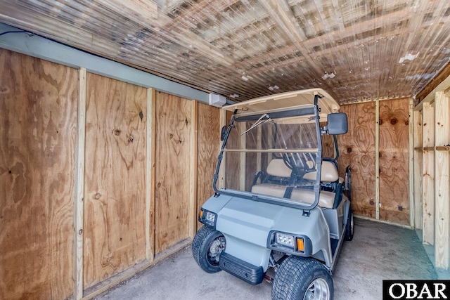 interior space with a garage