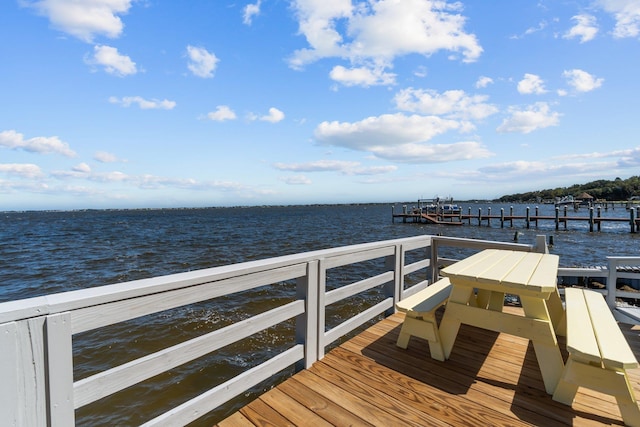 view of dock featuring a water view