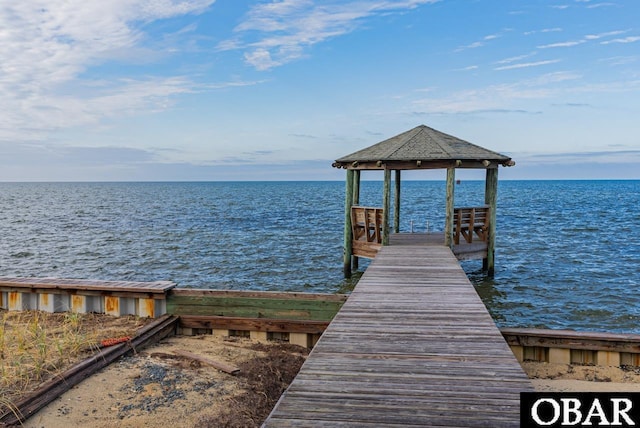 24280 NC Highway 12 Unit 2A, Rodanthe, NC 27968 - view of dock featuring a gazebo and a water view