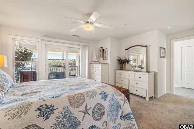 1700 Paget Rd Unit B3, Kill Devil Hills, NC 27948 - bedroom with access to exterior, light carpet, ceiling fan, and baseboards