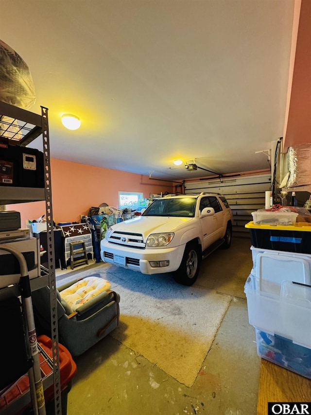 garage with a garage door opener