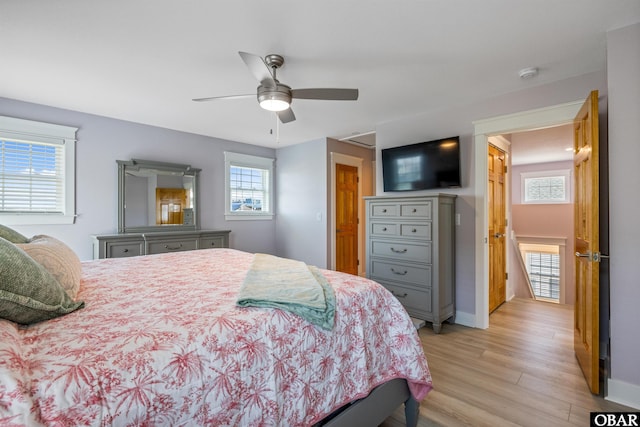 1726 Bobby Lee Trl Lot 5, Kill Devil Hills, NC 27948 - bedroom with light wood-type flooring, baseboards, and ceiling fan
