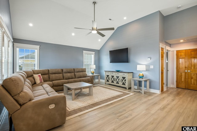 1726 Bobby Lee Trl Lot 5, Kill Devil Hills, NC 27948 - living area featuring ceiling fan, healthy amount of natural light, light wood finished floors, baseboards, and recessed lighting