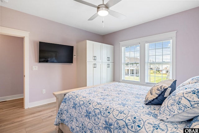 1726 Bobby Lee Trl Lot 5, Kill Devil Hills, NC 27948 - bedroom featuring baseboards, light wood-style floors, and a ceiling fan
