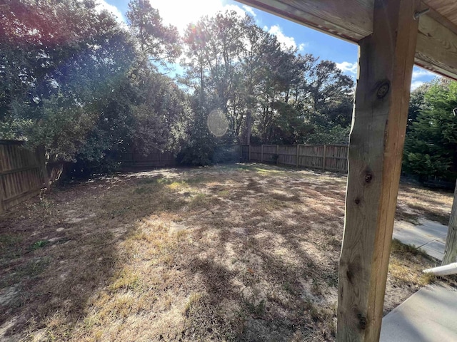 view of yard featuring a fenced backyard