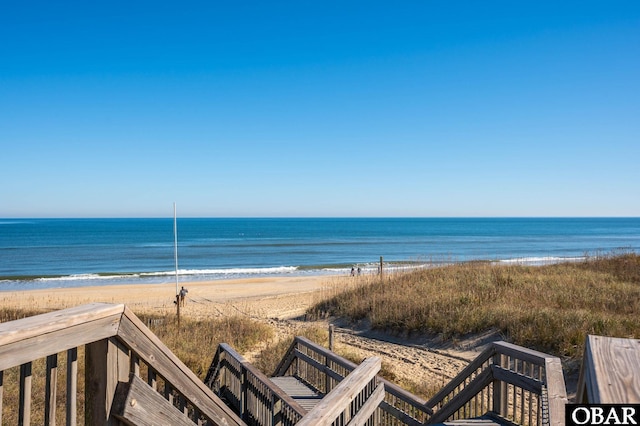 view of water feature featuring a beach view