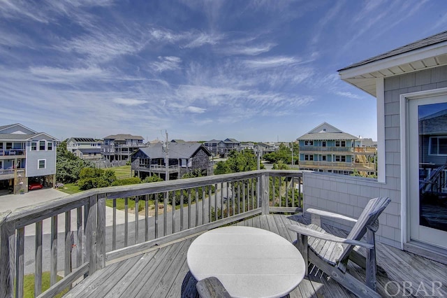 deck with a residential view