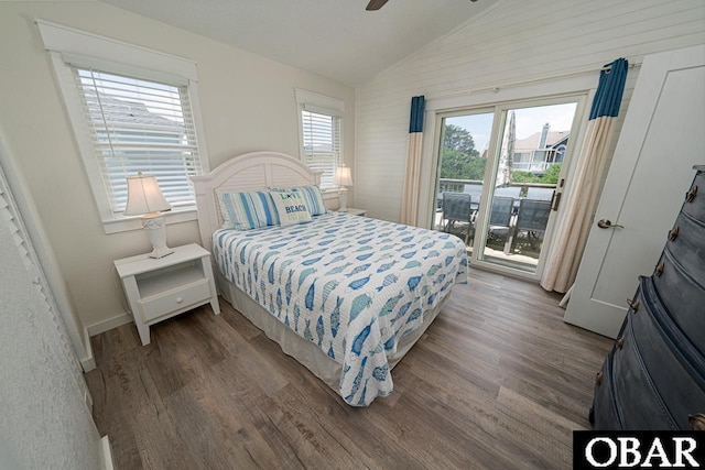 756 Mariner Dr Lot 2, Corolla, NC 27927 - bedroom featuring lofted ceiling, access to outside, wood finished floors, and a ceiling fan
