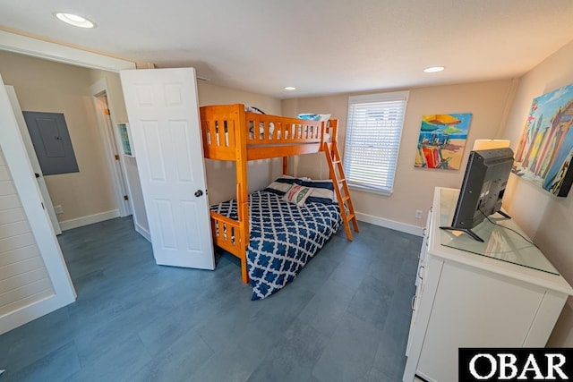 25259 Sea Isle Hills Dr Lot 7, Waves, NC 27982 - bedroom featuring electric panel, baseboards, recessed lighting, and dark wood-style flooring