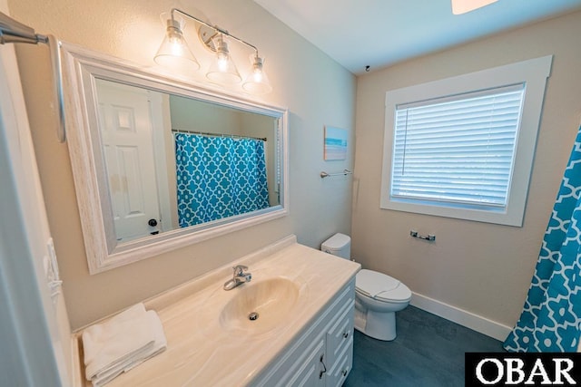 25259 Sea Isle Hills Dr Lot 7, Waves, NC 27982 - full bath featuring vanity, toilet, baseboards, and a shower with curtain