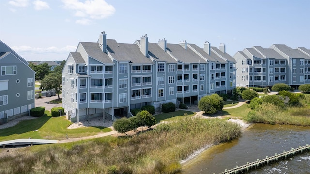 exterior space featuring a water view