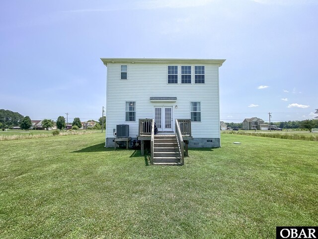 284 Old Swamp Rd, South Mills, NC 27976 - back of house with a deck, a lawn, and crawl space