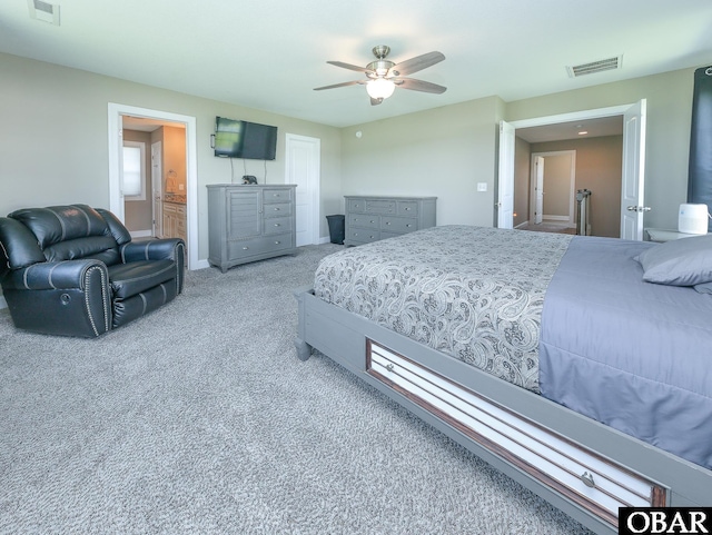 284 Old Swamp Rd, South Mills, NC 27976 - bedroom featuring carpet floors, ceiling fan, and ensuite bathroom