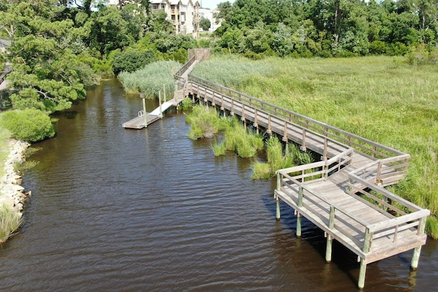 dock area featuring a water view