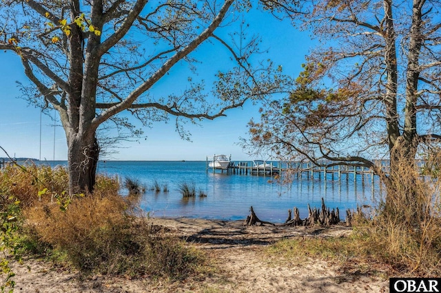 property view of water with a boat dock