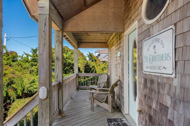 wooden deck with covered porch